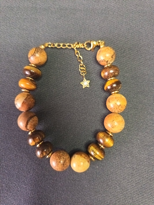 Bracelet en œil de tigre gravé personnalisé  Bracelet simba